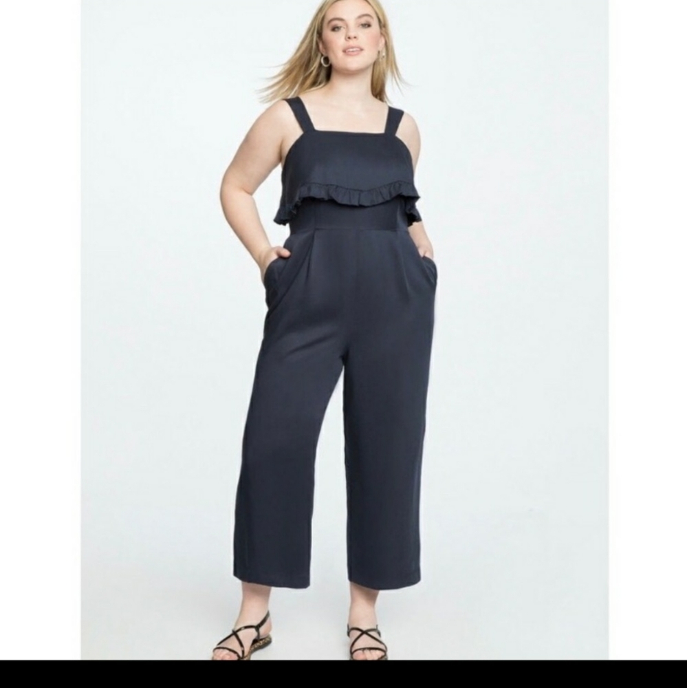 Jumpsuit Wide Leg Sleeveless Ruffle NWT Pockets